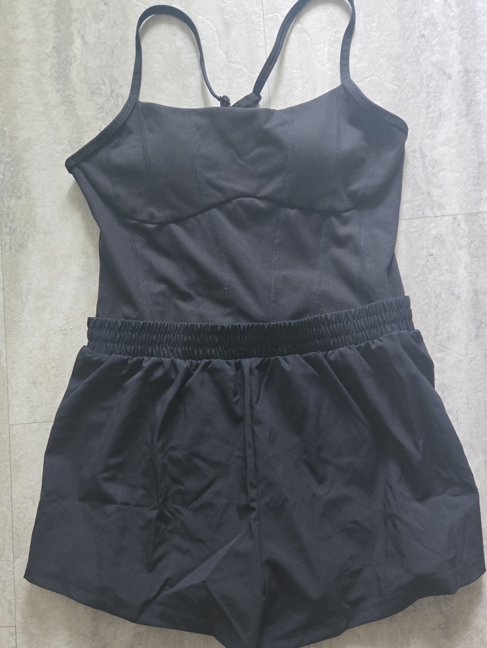 PINK Victoria's Secret Black Seam-Detail Sleeveless Romper